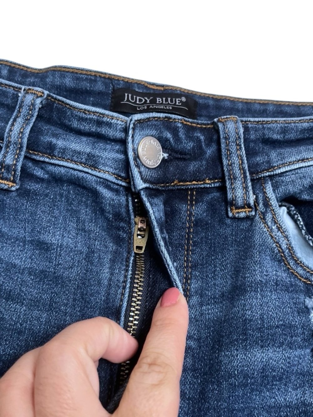 Judy Blue Wide Leg Dark Wash High Rise Distressed Jeans size 9/29 - Picture 7 of 10